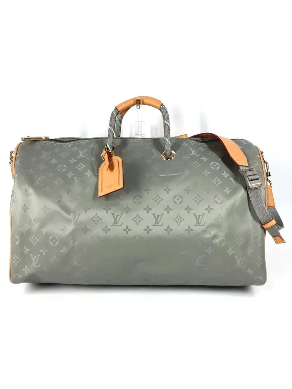 Louis Vuitton Boston Bag Keepall Bandouliere 50 Leather Canvas Gray